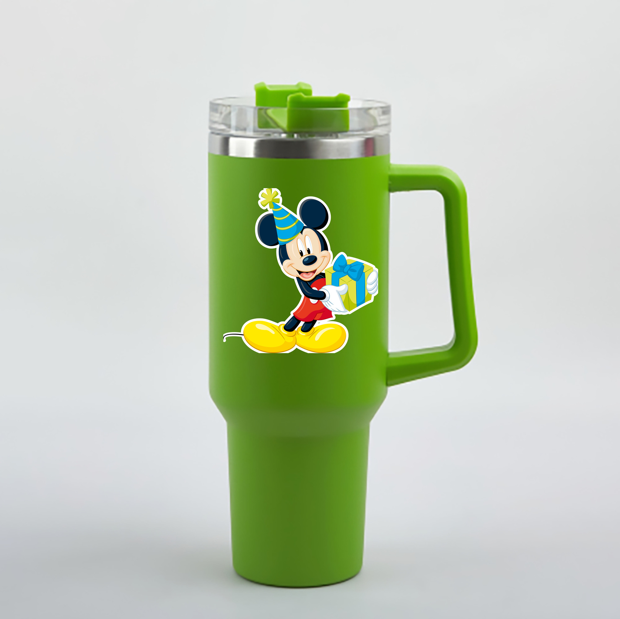 （画像用） ミッキーマウス Mickey Mouse 1200mL車用タンブラー - クリスタルステッカー（プラスチックストロー付き）